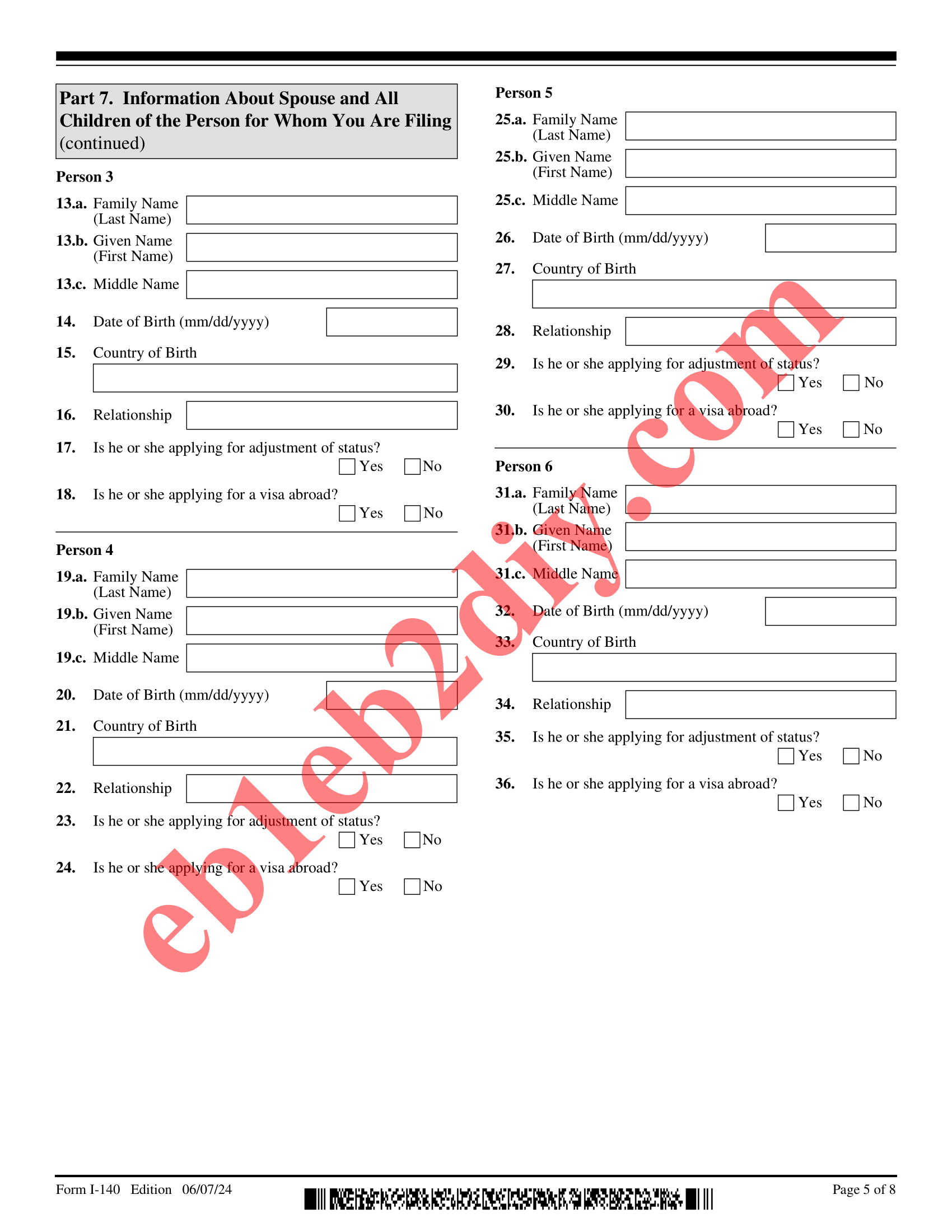 Page 5 of Filled Sample I-140